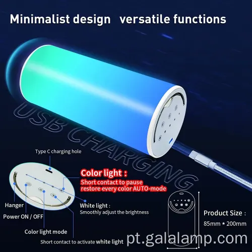 Lâmpada noturna de toque mágico colorido para ambiente de quarto